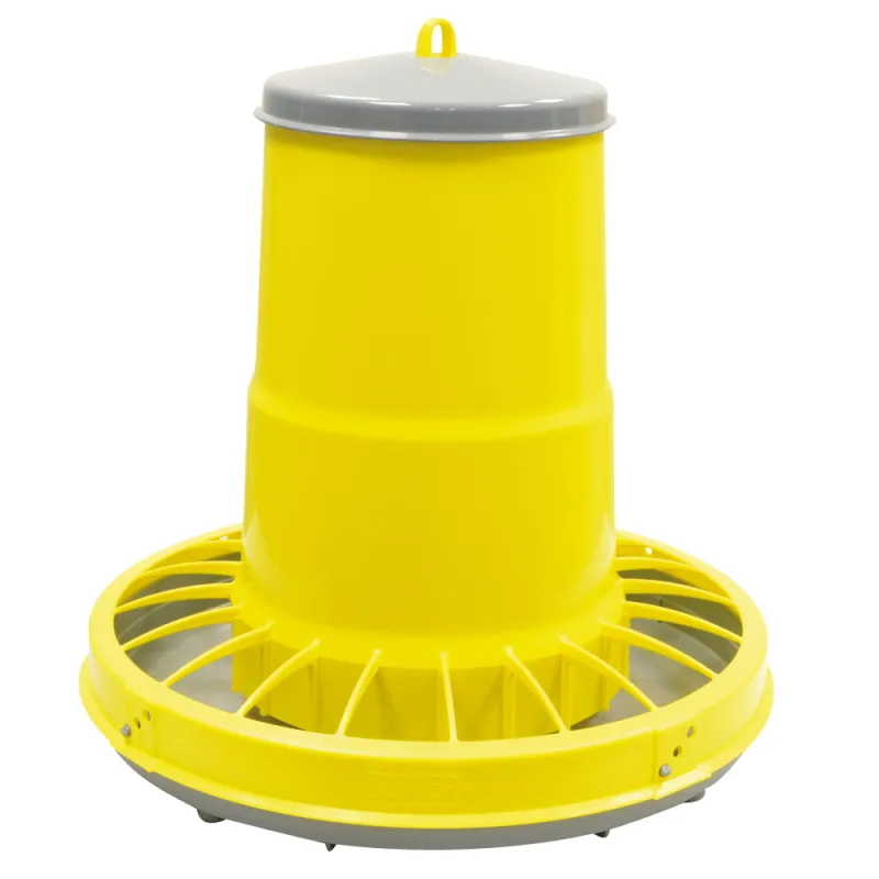 Mangeoire trémie cylindrique volailles plastique jaune 17kg