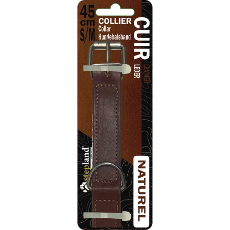 Collier cuir marron Stepland® – 45 cm S/M, 60 cm L/XL