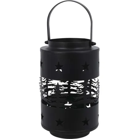 Lanterne fer noir 14,5x12,5x20cm poignée intégrée 350g