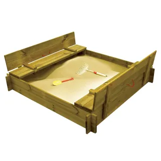 Bac à sable bois autoclave avec couvercle 120 x 120 cm