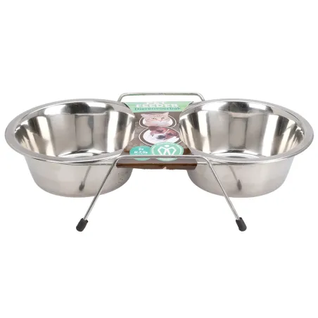 2 Gamelles chien inox avec support Diam 16 cm