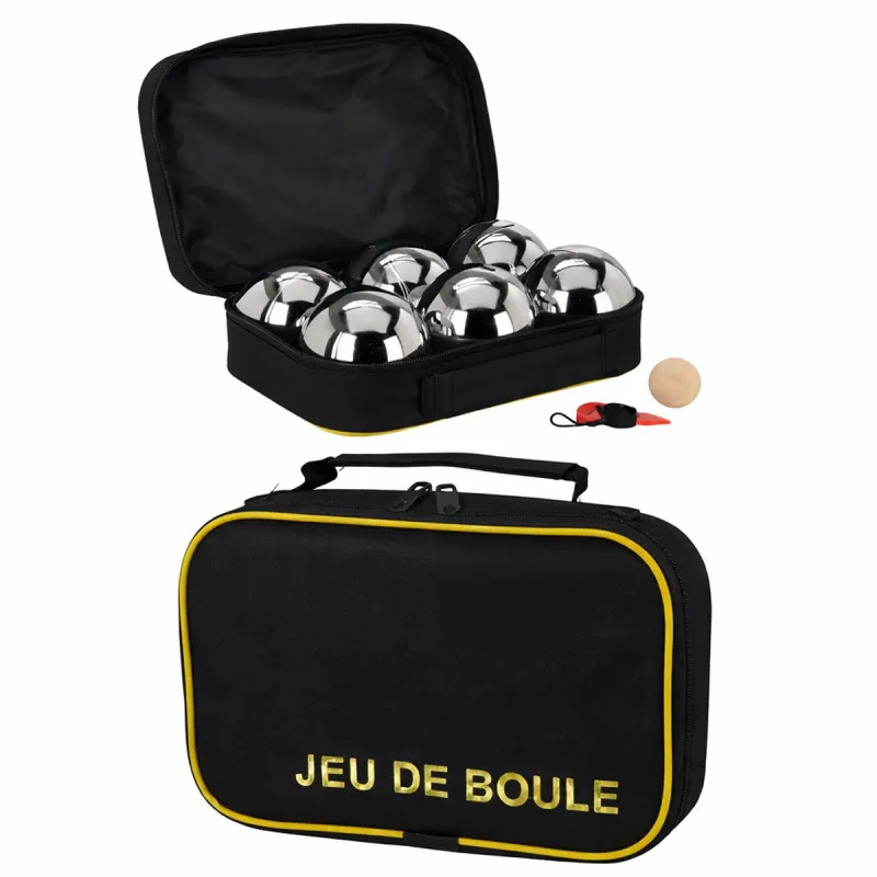 Jeu de pétanque 6 boules acier – Set complet avec but et sac