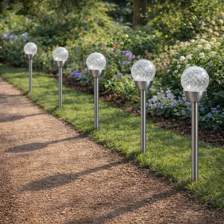 5 Lampes solaire avec boule en verre