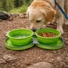 Double gamelle chien voyage rétractable silicone 700ml avec zip
