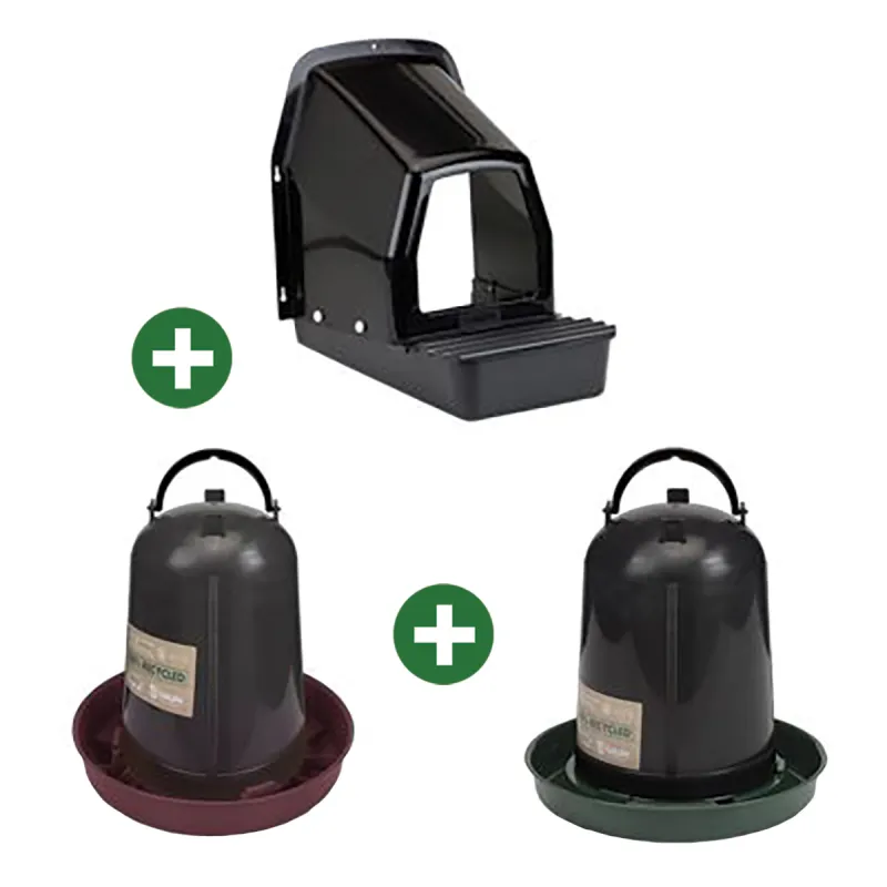 Kit d’Élevage Ponte Complet pour Volailles abreuvoir + mangeoire + nid pondoir