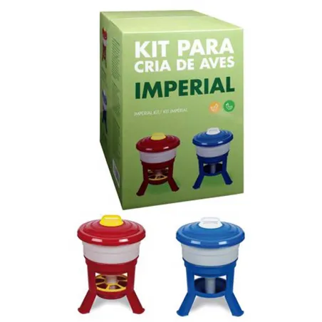 Kit Impérial Mangeoire & Abreuvoir 30L pour Volailles - Bleu/Rouge/Blanc Gaun