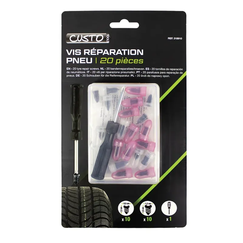 Kit de Réparation Pneu 20 Pièces - Réparation Rapide et Efficace