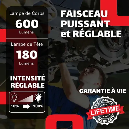 Lampe d'inspection LED flexible OBSERVER - 600 Lumens - USB-C - IP54