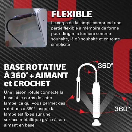 Lampe d'inspection LED flexible OBSERVER - 600 Lumens - USB-C - IP54