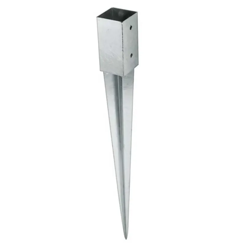 Support de poteau bois à enfoncer 7,1x7,1cm - Acier galvanisé