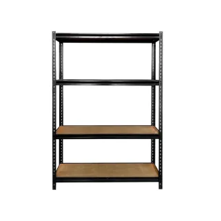 Étagère 4 niveaux noire 120x60x180cm - Charge 300kg par étagère - Acier & MDF