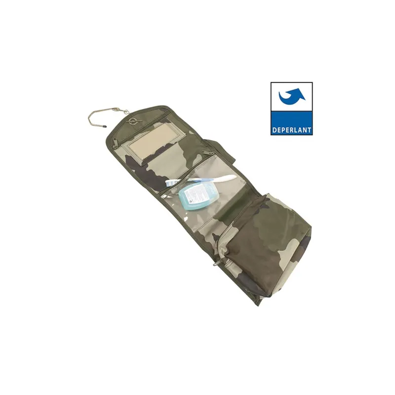 Trousse de toilette verte en polyester déperlant avec miroir amovible - DCA France