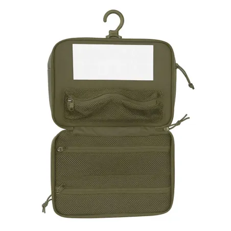 Trousse de toilette verte en polyester déperlant avec miroir amovible - DCA France