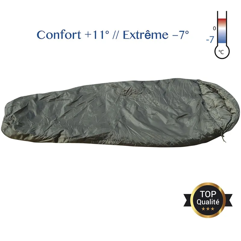 Sac de Couchage Confort Momie - Polyester 210T - Vert Armée