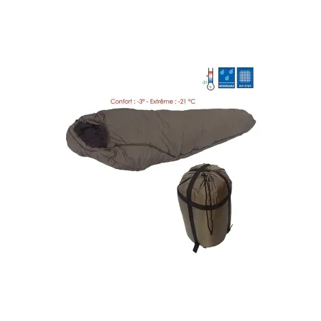 Sac de couchage extrême DCA France - Confort jusqu'à -21°C - Vert armée