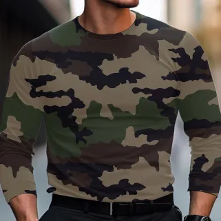 T-shirt Homme Camouflage CE Manches Longues - Coton Peigné 180g/m²