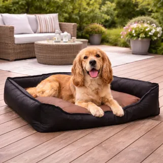 Coussin noir assise marron 300d 90x70x20cm