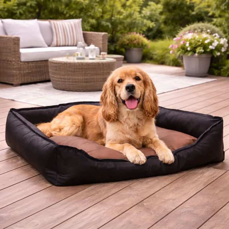 Coussin noir assise marron 300d 90x70x20cm