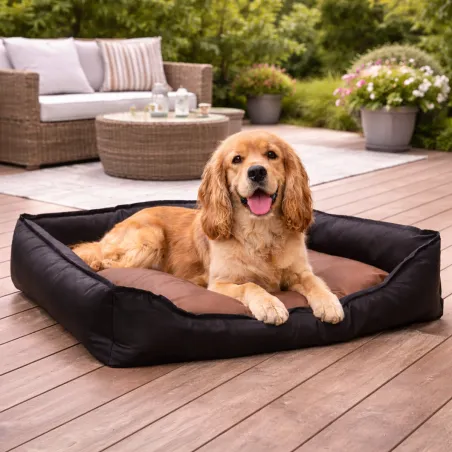 Coussin noir assise marron 300d 90x70x20cm