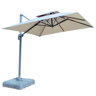 Parasol carré déporté pivotant alu toile 220 g/m² beige 3 X 3 M