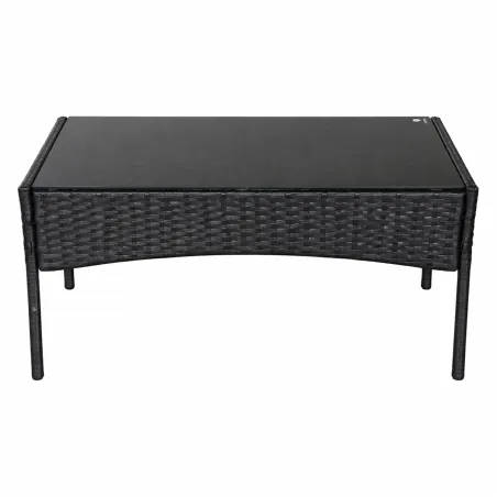 Salon de jardin 4 pièces résine tressée noir