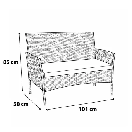 Salon de jardin 4 pièces résine tressée noir