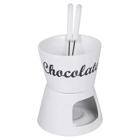 Fondue chocolat porcelaine 12x12x15cm avec 2 fourchettes inox
