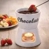 Fondue chocolat porcelaine 12x12x15cm avec 2 fourchettes inox