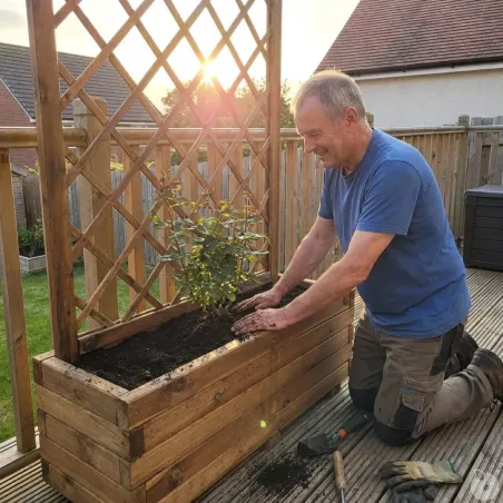 Jardinière bois autoclave classe 3 avec treillis 90x31x140cm