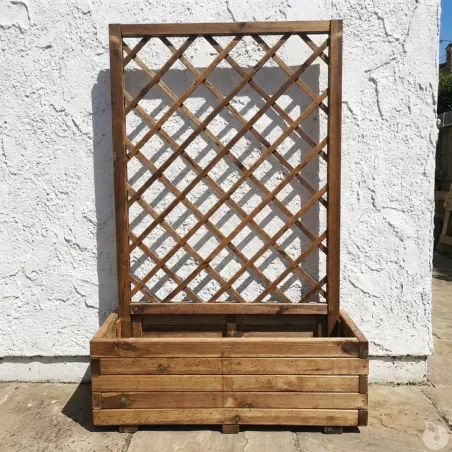 Jardinière bois autoclave classe 3 avec treillis 90x31x140cm