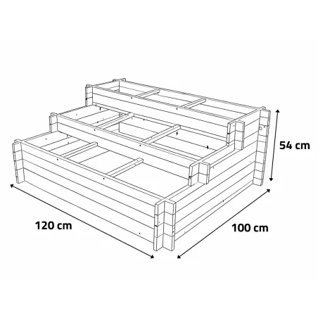 Lot de 3 carrés potager bois de sapin avec géotextile