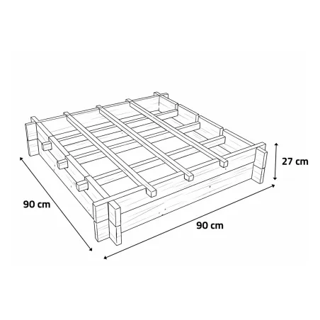 Carré potager bois avec géotextile 90 x 90 x 27 cm