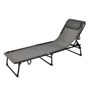 Bain de soleil pliant en acier noir - Confort et résistance