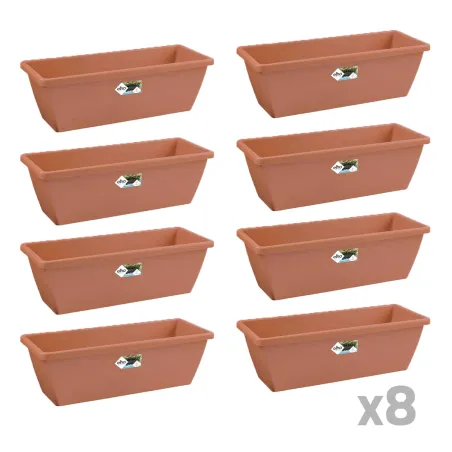 Lot de 8 Balconnières Elho® 50x16cm en plastique effet terre cuite