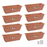 Lot de 8 Balconnières Elho® 50x16cm en plastique effet terre cuite