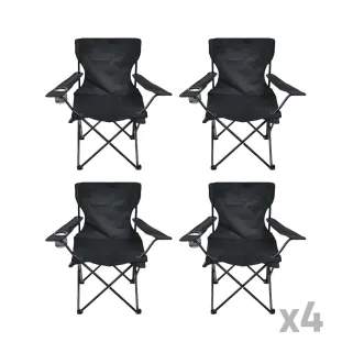 Lot de 4 Chaises Easy C2 pliable noire - Structure acier et polyester 600D