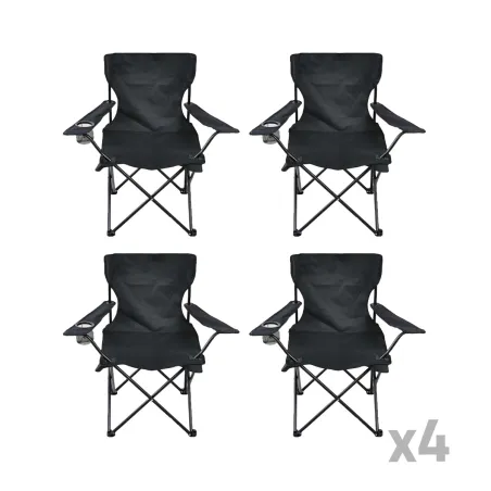 Lot de 4 Chaises Easy C2 pliable noire - Structure acier et polyester 600D