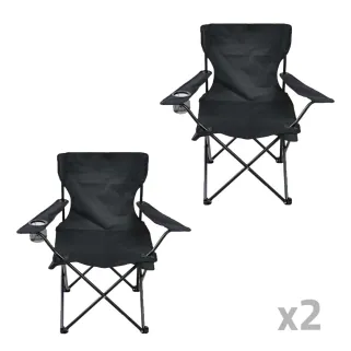 Lot de 2 Chaises Easy C2 pliable noire - Structure acier et polyester 600D