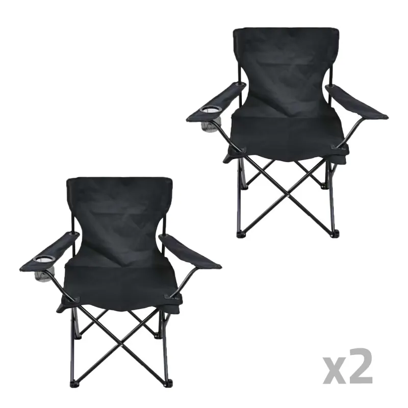 Lot de 2 Chaises Easy C2 pliable noire - Structure acier et polyester 600D