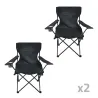 Lot de 2 Chaises Easy C2 pliable noire - Structure acier et polyester 600D