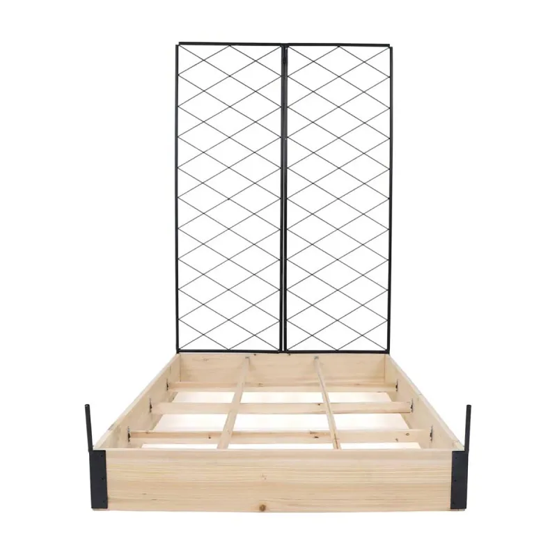 Carré potager bois avec treillis 115 x 80 x 128 cm