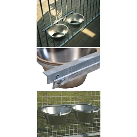 Mangeoire professionnelle double pour chenil acier galvanisé 2 X 2,5L