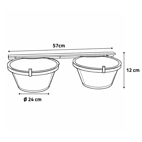 Mangeoire professionnelle double pour chenil acier galvanisé 2 X 2,5L