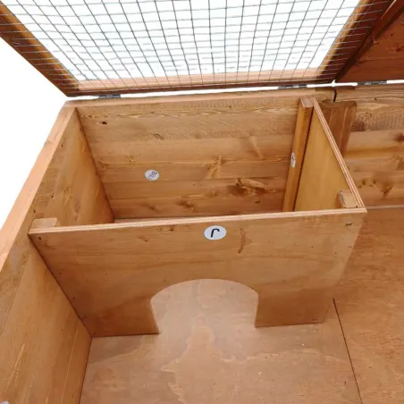 Parc abris poussins en bois 2 compartiments