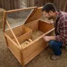Parc abris poussins en bois 2 compartiments