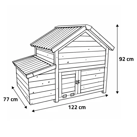 Kit Poulailler 3 poules Bois Confort toit plastique + Enclos