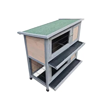 Clapier double pour lapins bois 2 logements toit en asphalte