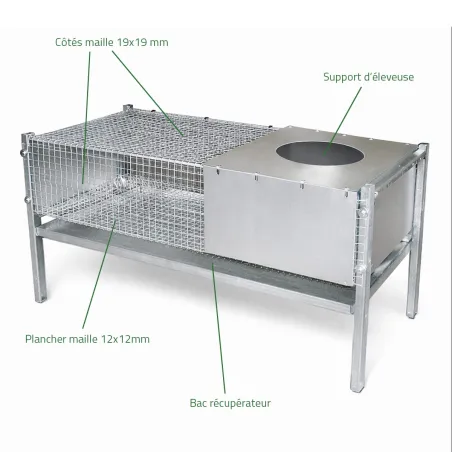 Cage éleveuse poussins et cailles 100 X 60 X 50 cm