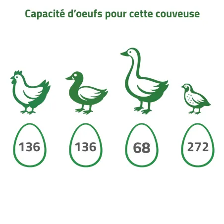Couveuse automatique Couvitech PRO-136 - capacité 136 oeufs