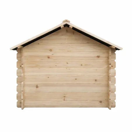 Niche chien en bois toit type chalet madrier toit PVC taille M : 86 x 76 x 70 cm